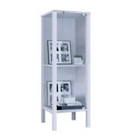 Vitrine Jensol Weiß B: 33 cm - Klar/Weiß, Design, Glas/Holzwerkstoff (33/98/35cm) - Livetastic