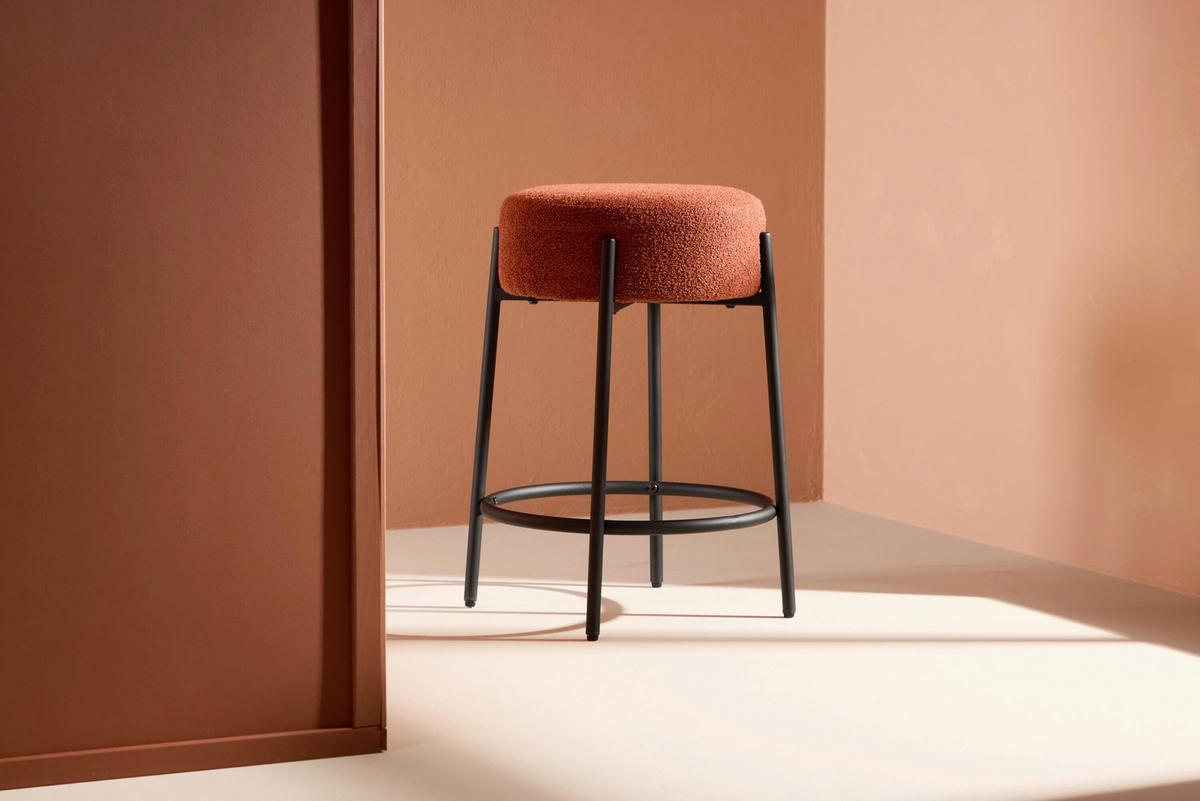 Tucson Barhocker Schwarz/Rostfarben D: 50 cm - Rostfarben/Schwarz, MODERN, Textil/Metall (50/60cm) - Livetastic