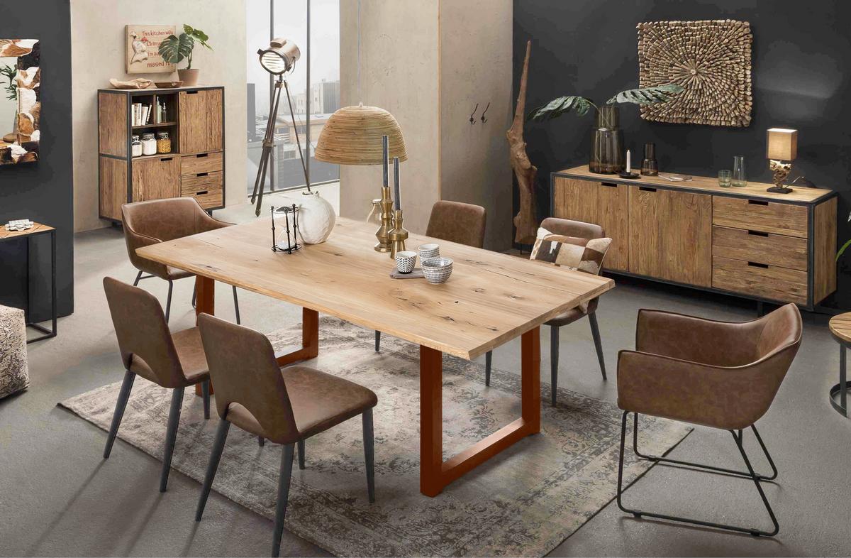 ESSTISCH Braun/Naturfarben L: 200cm - Braun/Naturfarben, MODERN, Holz/Metall (200/100/75cm) - MID.YOU