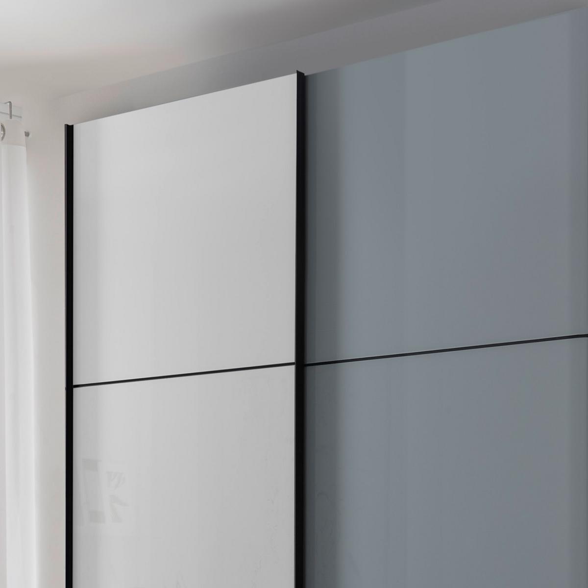 Schwebetürenschrank Glasfront 167 Cm Includo, Hellgrau/weiß - Dunkelgrau/Hellgrau, MODERN, Glas/Holzwerkstoff (167/222/68cm)