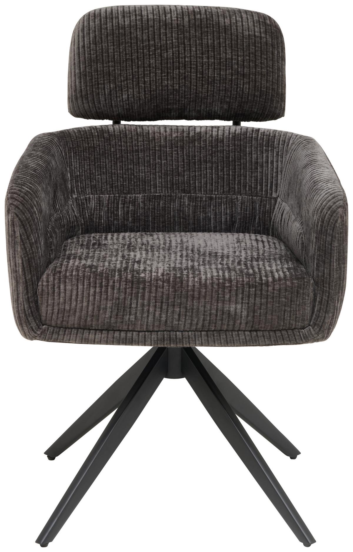 Armlehnstuhl Malte Cord Anthrazit, B: 60 cm - Anthrazit/Naturfarben, KONVENTIONELL, Holz/Textil (60/87,5/68cm) - Livetastic