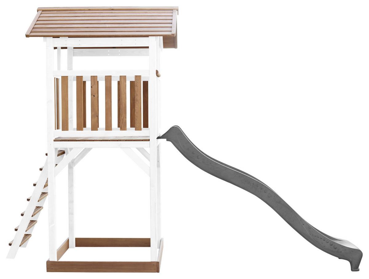 Spielturm A025.120.81 - Braun/Weiß, KONVENTIONELL, Holz/Kunststoff (111,2/241,9/349cm) - Ambia Garden