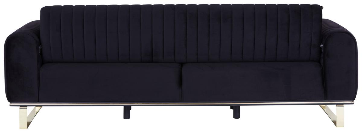 3-Sitzer-Sofa Mit Schlaffunktion Bono Schwarz - Goldfarben/Schwarz, MODERN, Textil (230/83/90cm) - Luca Bessoni