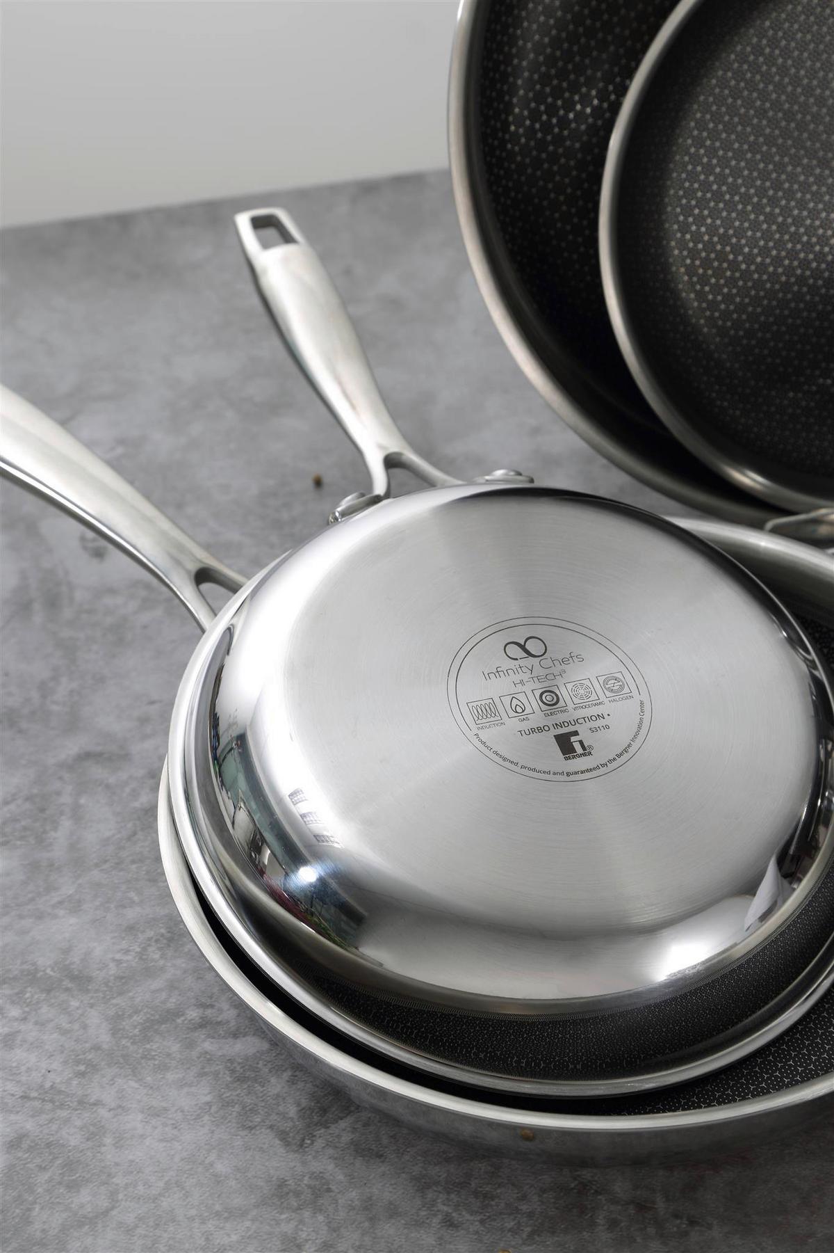 Bratpfanne Hi-Tech 3 D: 20 cm Edelstahl Antihaftbeschichtet - Silberfarben, Basics, Metall (20cm) - Masterpro