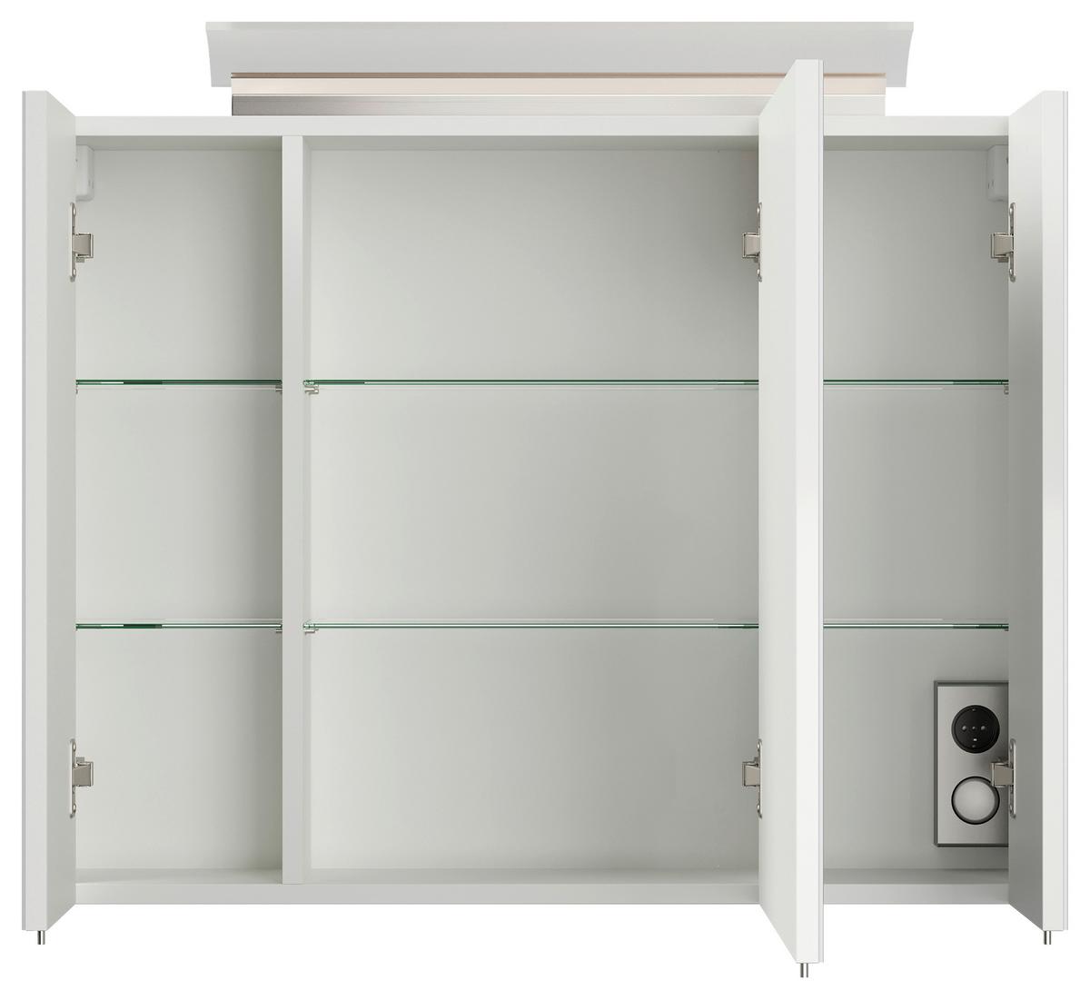 Spiegelschrank Weiß Hochglanz B: 80 Cm - Weiß Hochglanz, MODERN, Glas/Holzwerkstoff (80/62/17cm) - MID.YOU