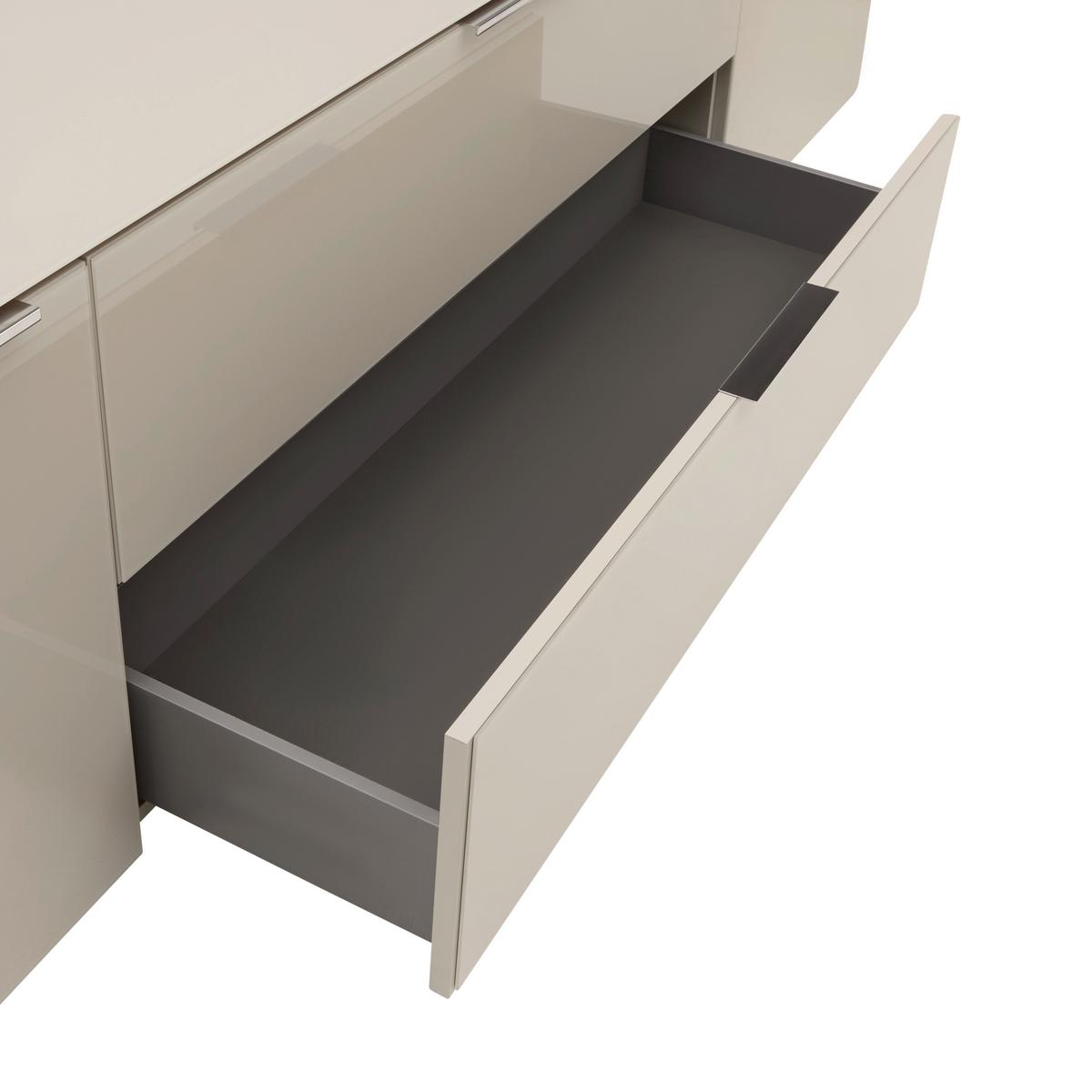 TV komoda SIENA sklo, kašmír - čierna/kašmírová, Modern, kov/kompozitné drevo (226/55/40cm) - Premium Living