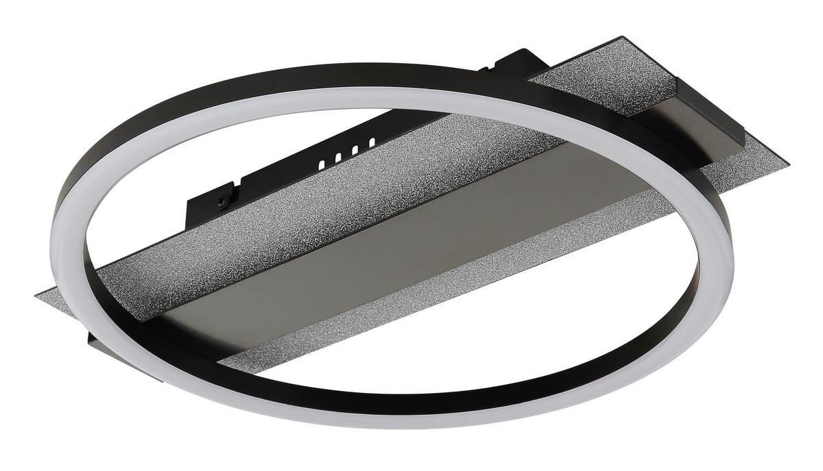 LED-Deckenleuchte Memory-Funktion - Silberfarben/Schwarzchrom, Design, Kunststoff/Metall (34,2/6,8/30cm) - Globo