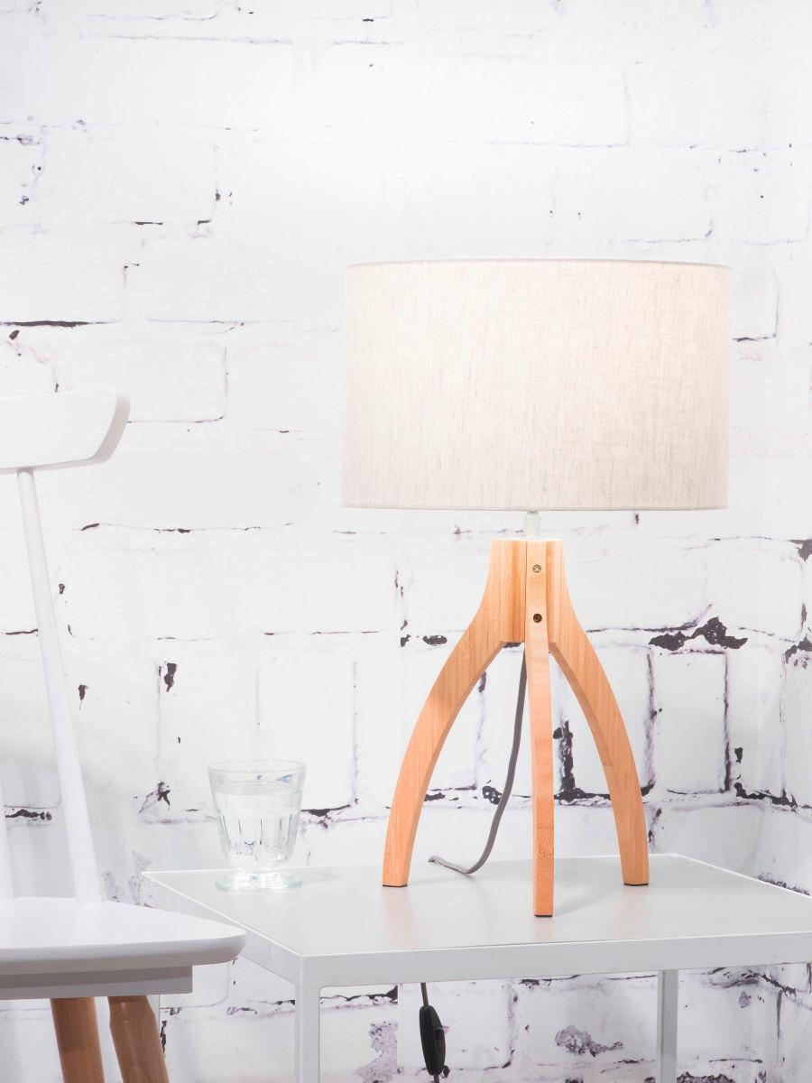 Tischleuchte Annapurna/t/3220/ll - Naturfarben, Trend, Holz/Textil (36/54cm) - Good & Mojo