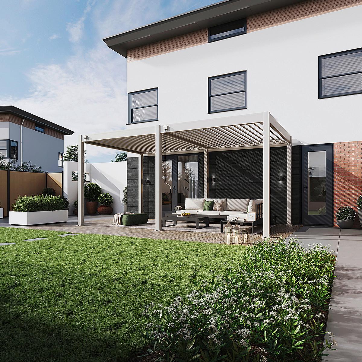 Pergola 300x530 Cm Wetterbeständig, Perlmutt - Perlmutt, Basics, Metall (300/530/255cm)