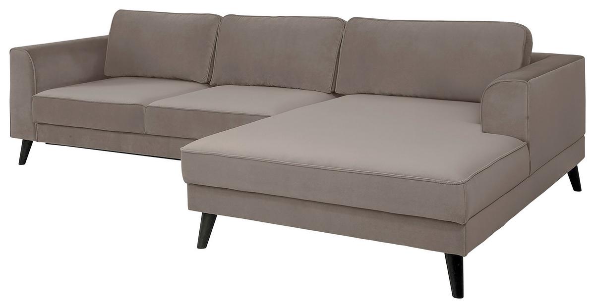 Ecksofa Lumber Jack Taupe Velours 308x167cm - Taupe/Wengefarben, MODERN, Textil (308/167cm) - Trendmanufaktur