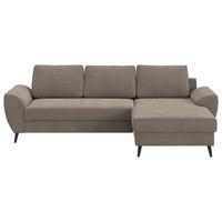 Ecksofa mit Bettfunktion Terra Cord taupe, B: 255cm - Taupe/Schwarz, Trend, Textil (255/154cm) - MID.YOU