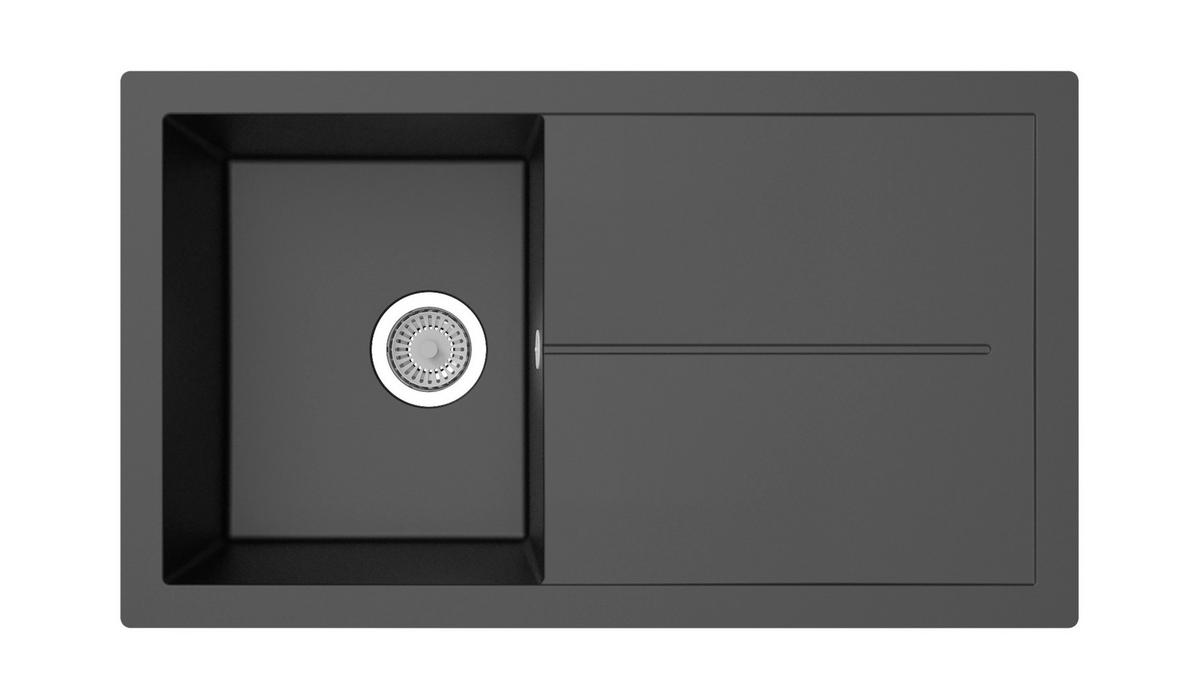 Spüle Cleveland Schwarz 86x21,4 cm - Schwarz, Basics, Glas/Kunststoff (86/21,4/50cm) - Respekta