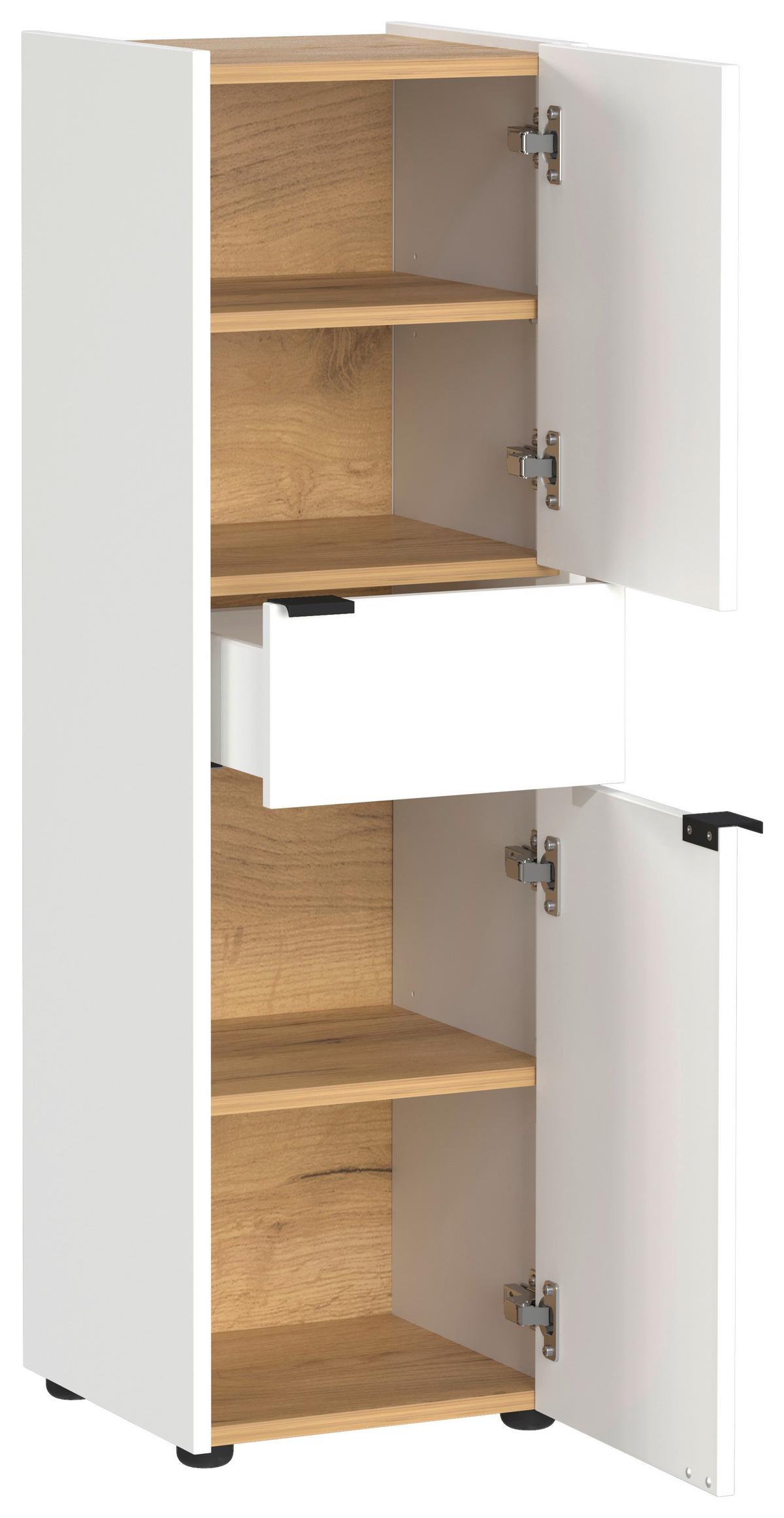 Badezimmer Forano Weiß Eichefarben - Eichefarben/Schwarz, MODERN, Holzwerkstoff (129cm) - Germania