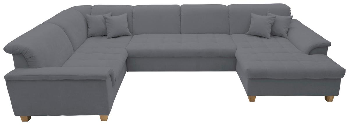 Wohnlandschaft Franzi Mit Schlaffunktion Dunkelgrau - Eichefarben/Dunkelgrau, KONVENTIONELL, Textil (214/352/170cm) - MID.YOU