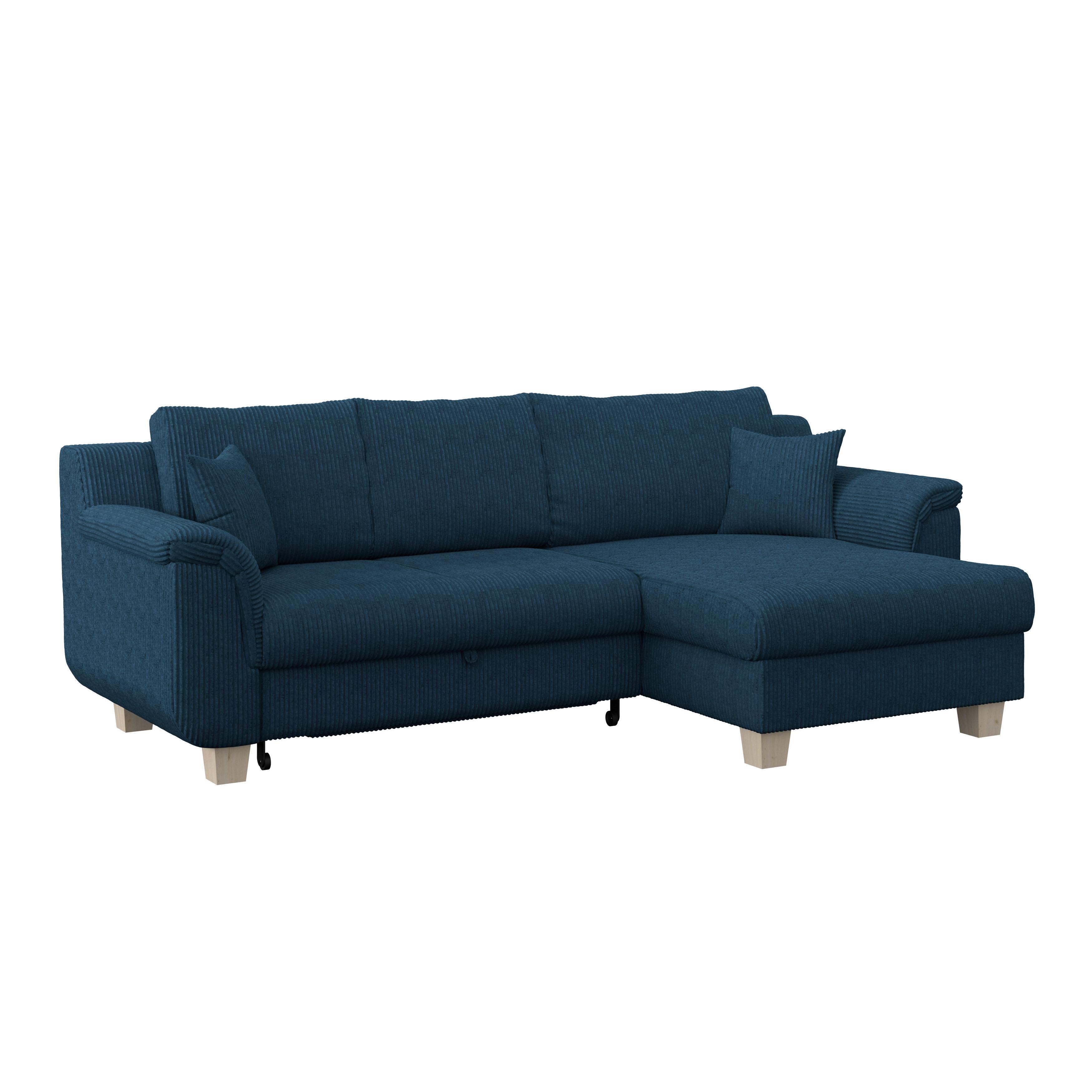 Rohová sedačka ALEX, tmavě modrý manšestr - přírodní barvy/tmavě modrá, Moderní, textil/plast (246/88cm)