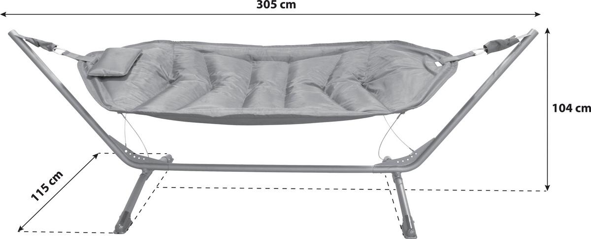 Hängematte Niño - Schwarz, KONVENTIONELL, Textil/Metall (115/104/305cm) - Gardenson