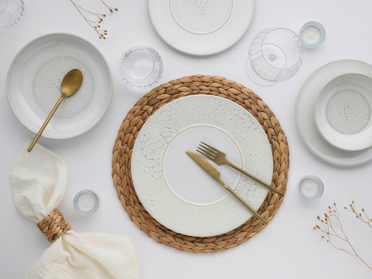 Tafelservice Unico Toscania Steinzeug, Creme, 8-teilig - Creme/Weiß, Basics, Keramik - Creatable