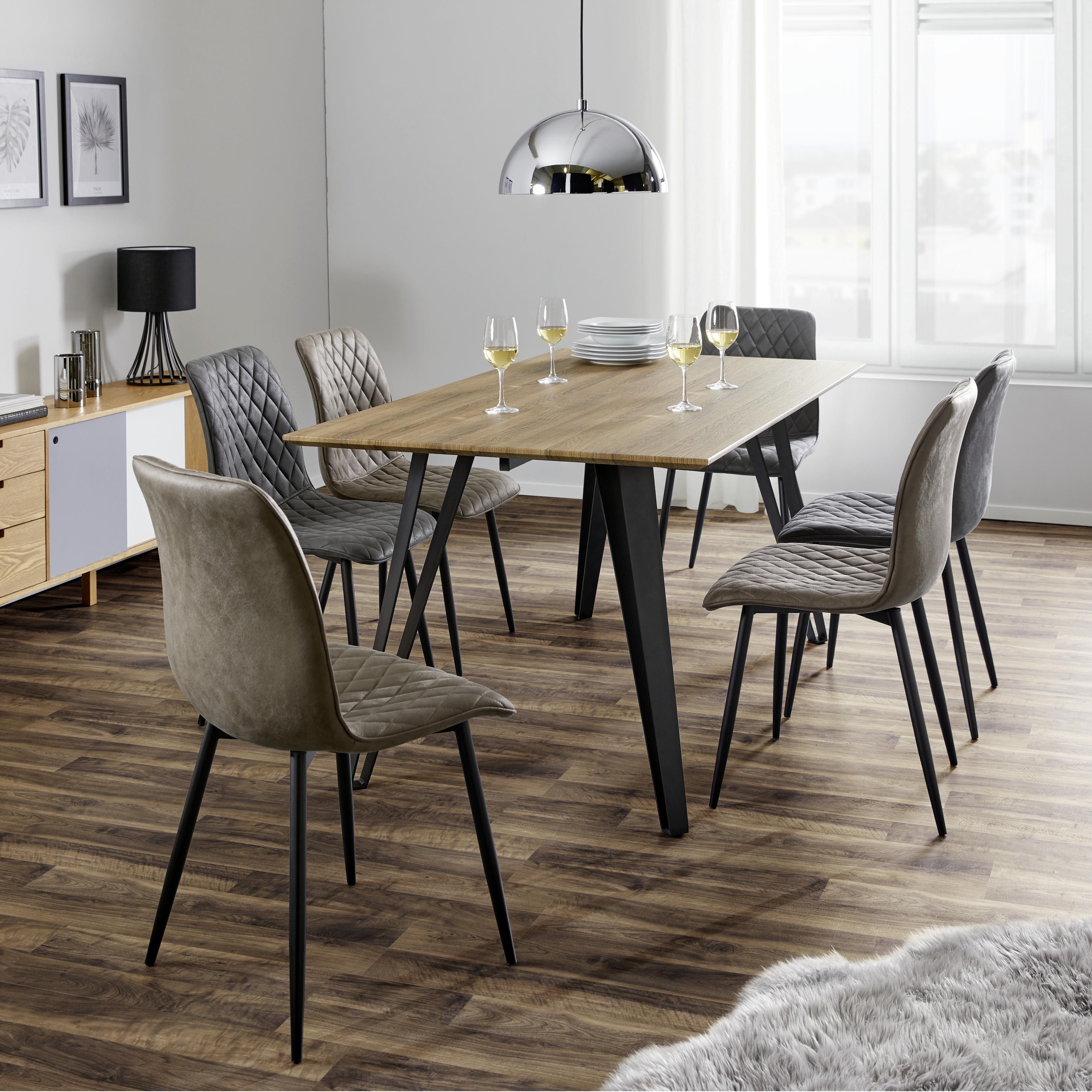 Jedálenský Stôl Gino Prírodná 160x90cm - čierna/farby tíku, Moderný, kov/drevo (160/90/76cm) - Bessagi Home