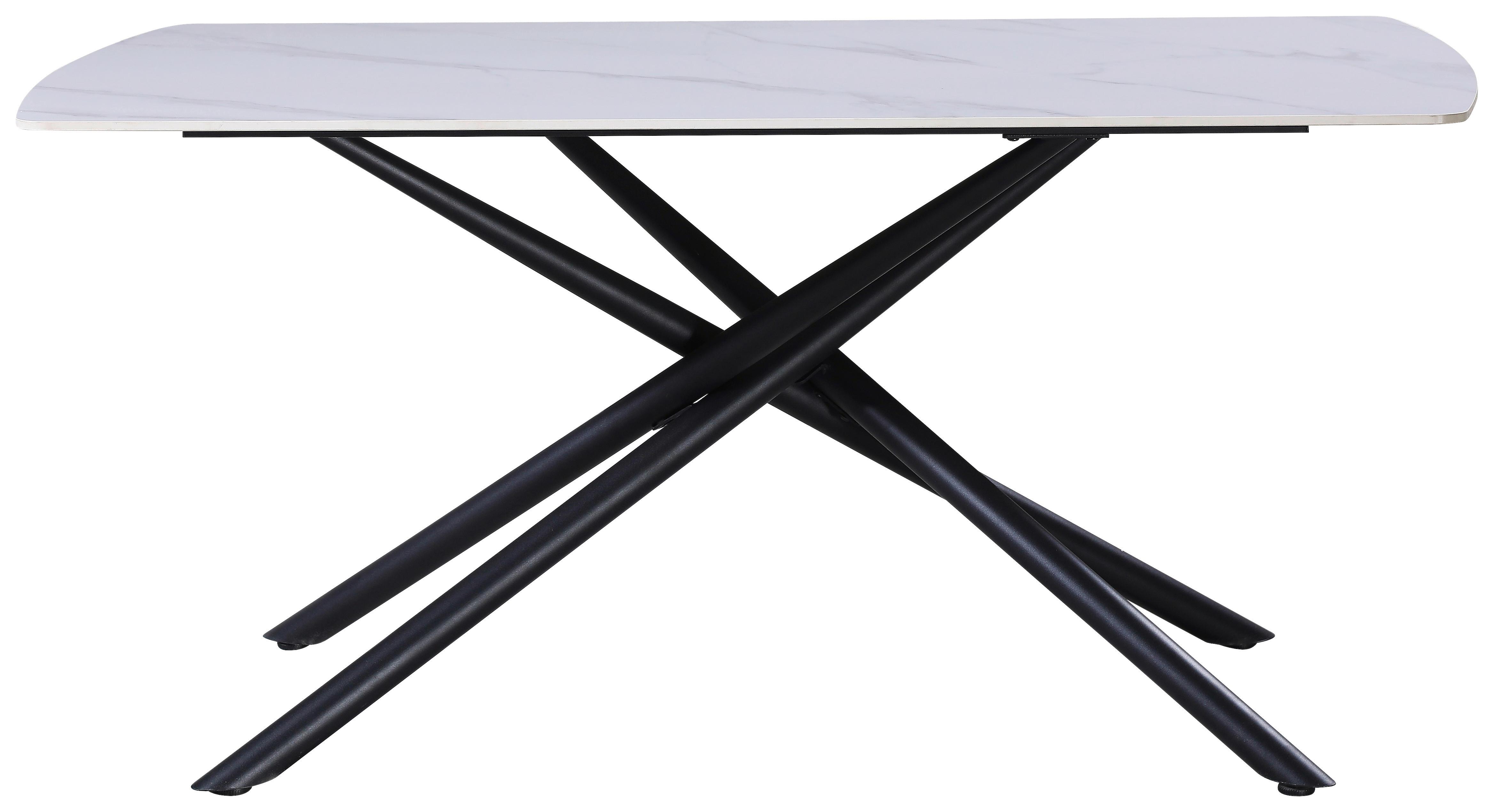 Esstisch Mailand 140x75 cm Weiß - Schwarz/Weiß, MODERN, Keramik/Metall (140/75/90cm)