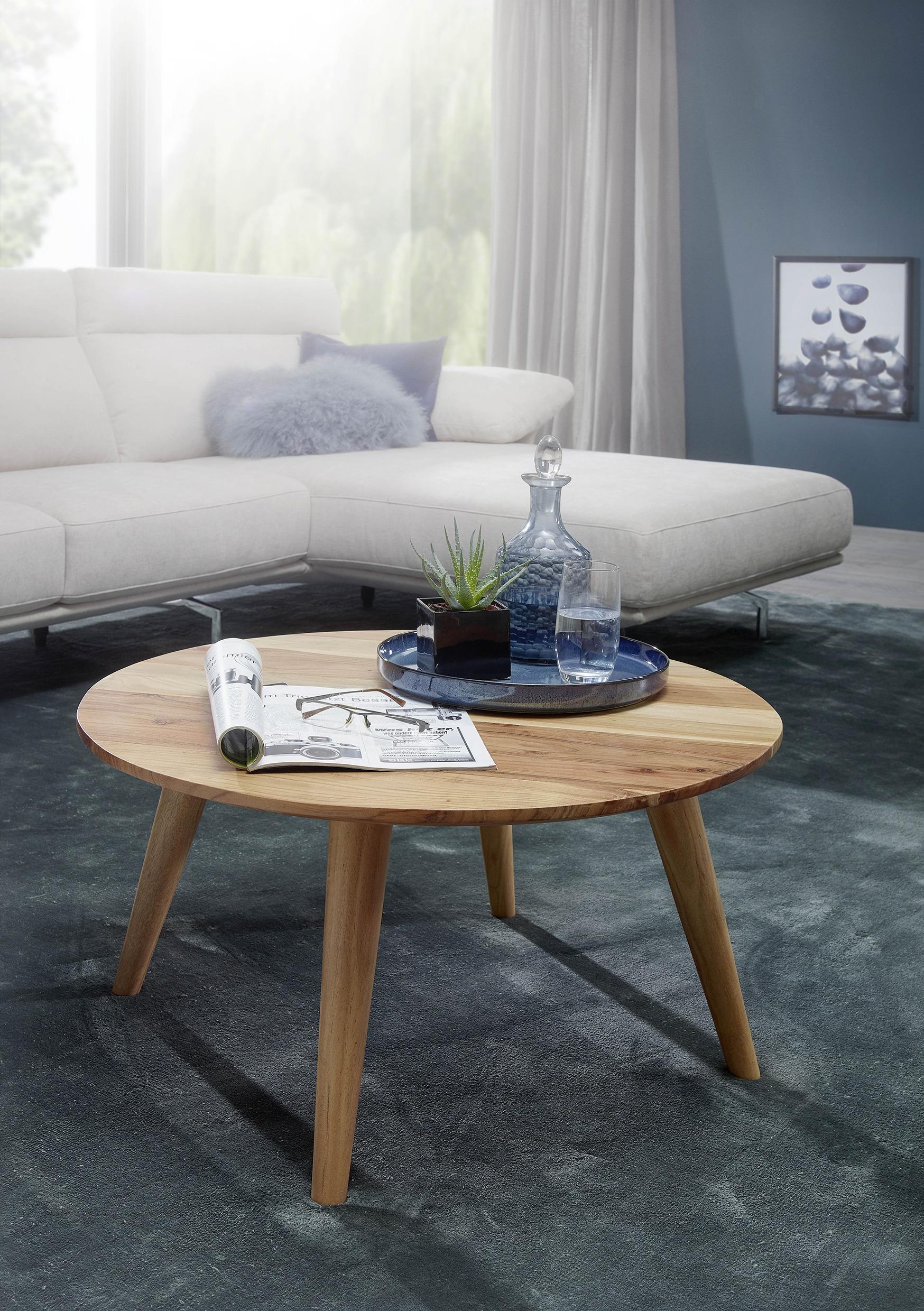 Konferenčný Stolík Boha Masív - farby akácie, Design, drevo (75/75/40cm) - MID.YOU