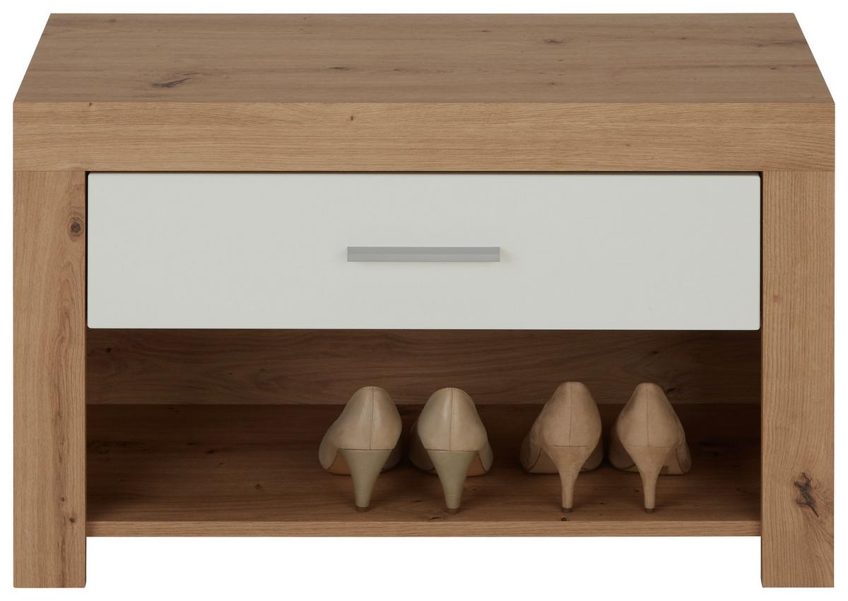 ŠATNÍ LAVICE MALTA - bílá/barvy dubu, Konvenční, kompozitní dřevo/plast (80/50/36cm) - Mömax