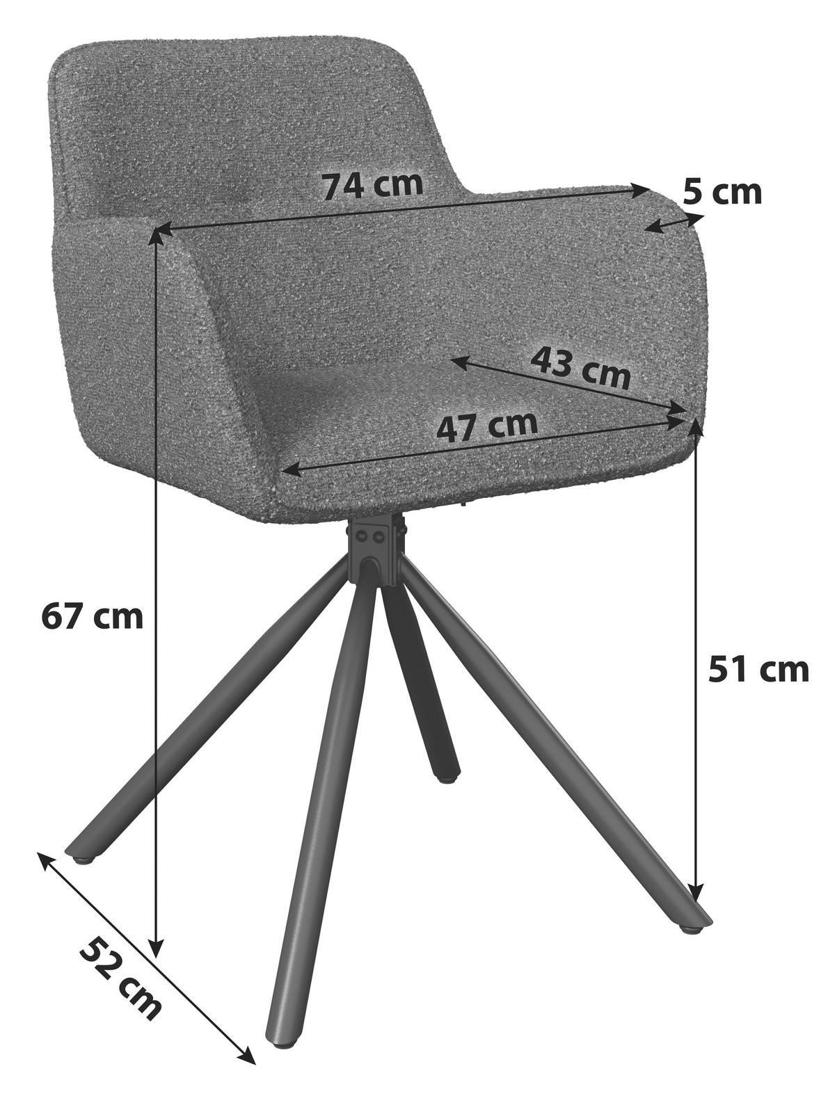 GARTENSESSEL CHRISTIAN - Dunkelgrau/Schwarz, MODERN, Textil/Metall (74/69/52cm) - Beldano