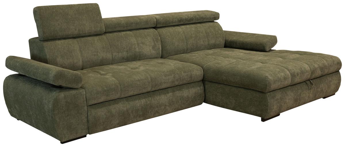 Rohová sedačka VEGAS, pravá, lesní zelená žinylka - černá/lesní zelená, Design, dřevo/textil (294/173cm)