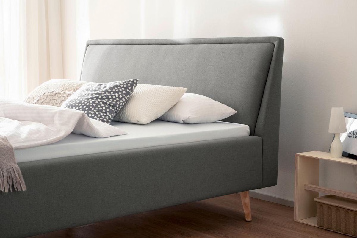 Polsterbett Frieda 160x200cm Hellgrau - Eichefarben/Hellgrau, KONVENTIONELL, Textil (160/200cm) - Livetastic
