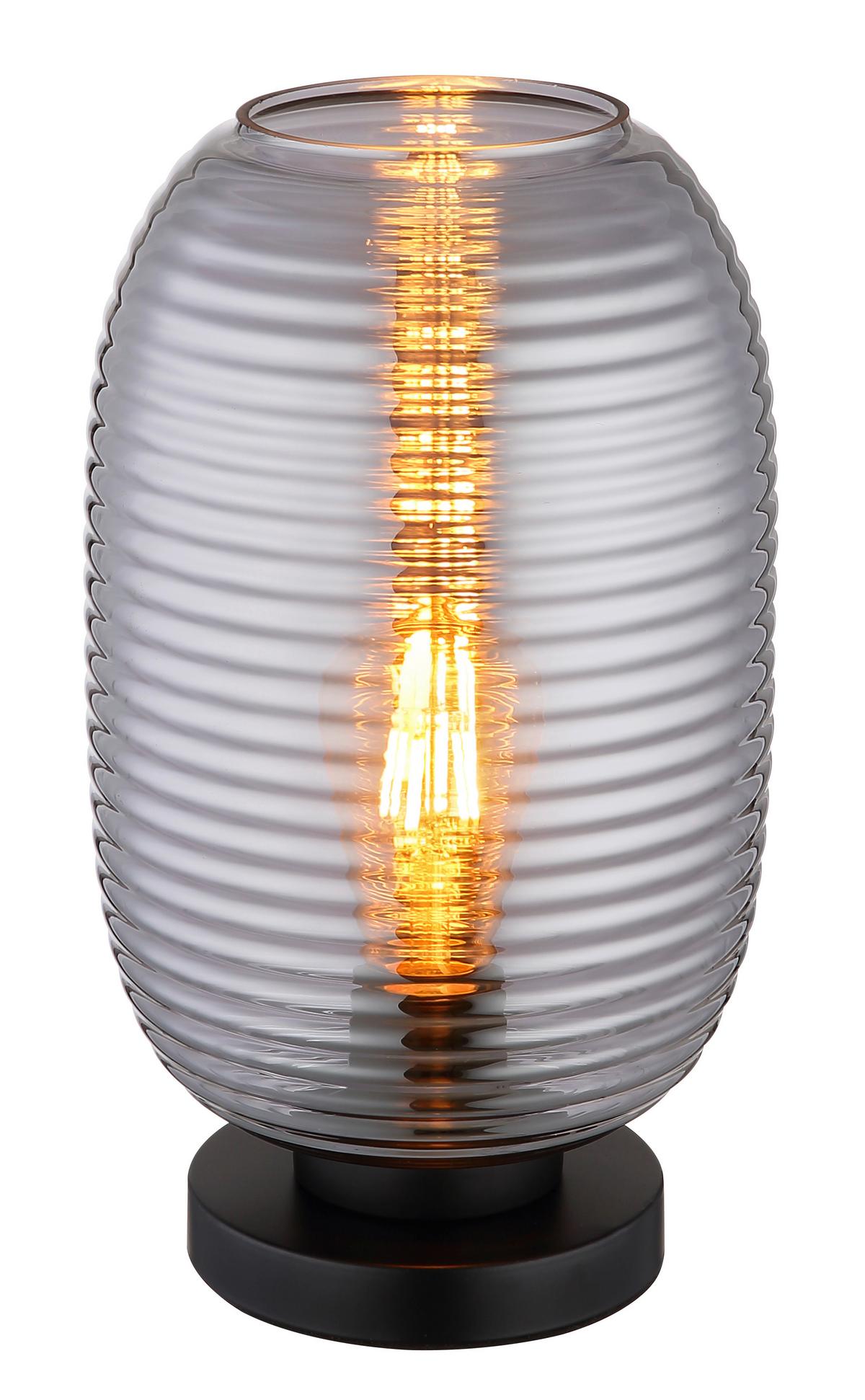Tischleuchte 15794t Jefrey - Schwarz/Grau, Basics, Glas/Kunststoff (20/34,5cm) - Globo