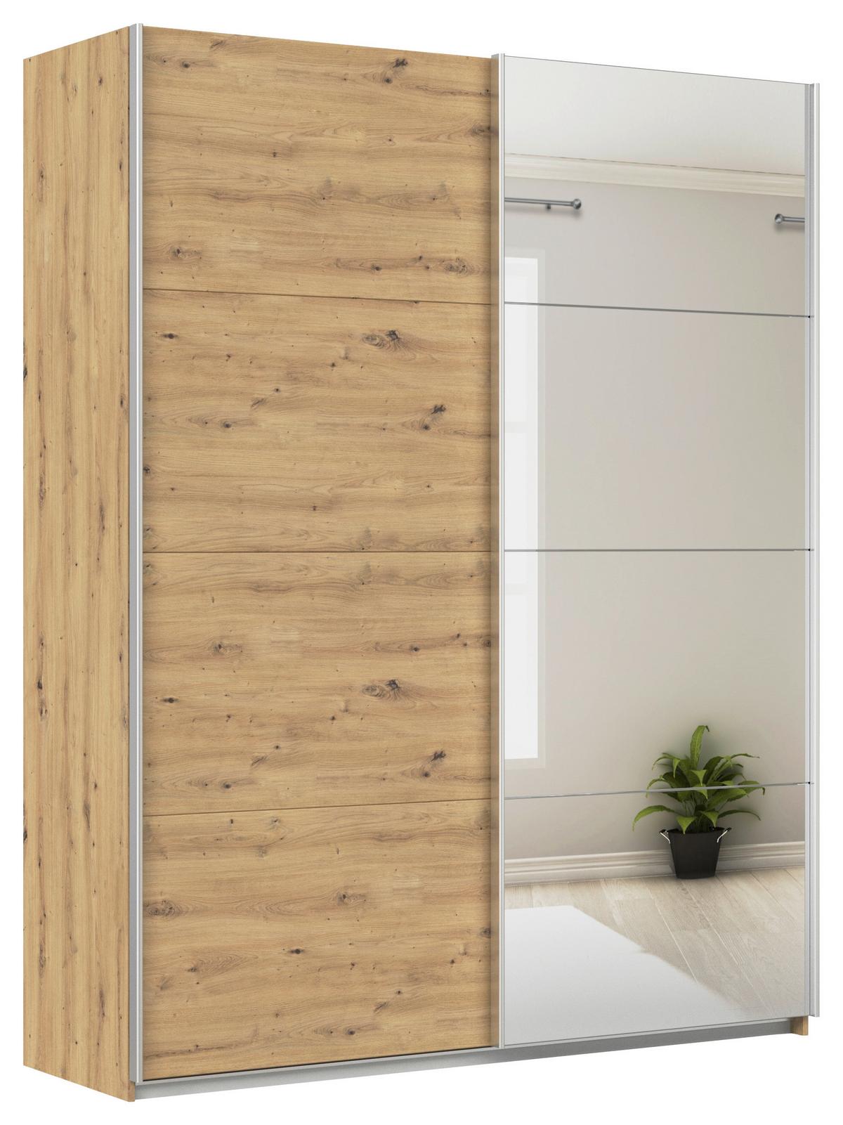 Tolóajtós Szekrény Feldkirch 181/229 Cm - Artisan tölgy/ezüstszínű, Modern, faalapú anyag (181/229/62cm)
