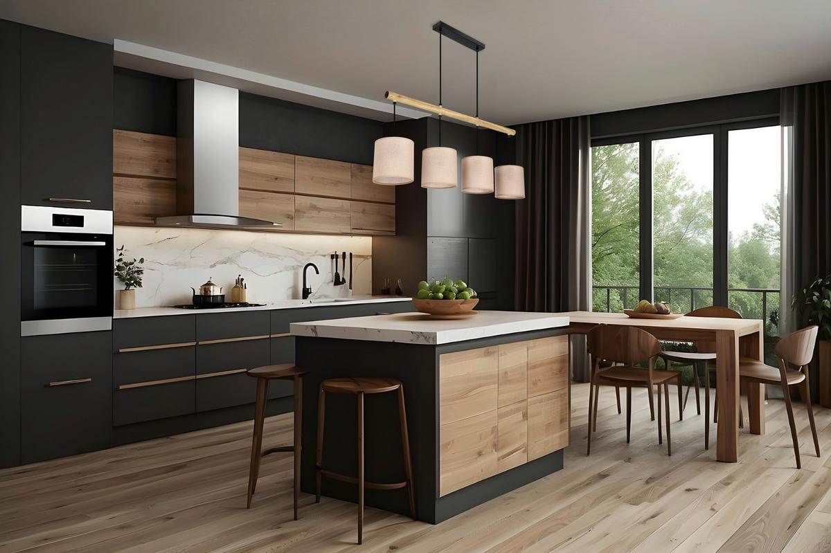 Pendelleuchte 34-38401 Combi - Beige/Schwarz, Natur, Kunststoff/Metall (86/15/130cm)