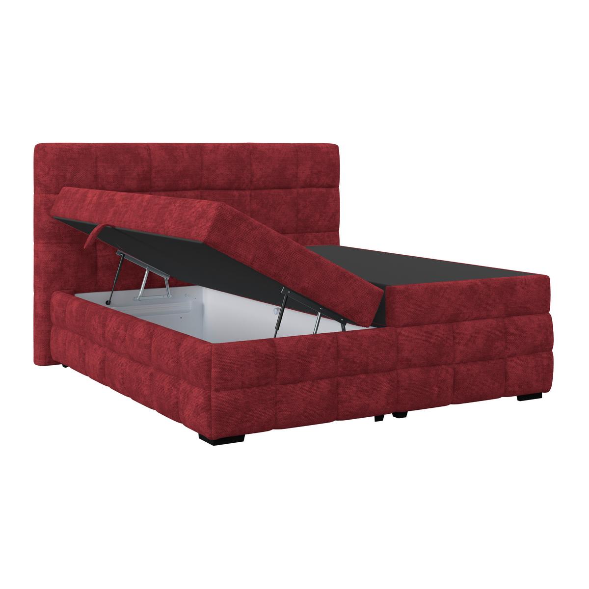 Čalouněná postel VEGA 180x200 cm, vínově červená - černá/vínově červená, Trend, dřevo/textil (180/200cm)