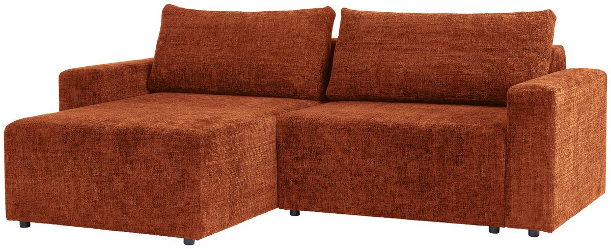 Ecksofa Dallas - Rostfarben/Schwarz, MODERN, Holz/Kunststoff (173/258cm)