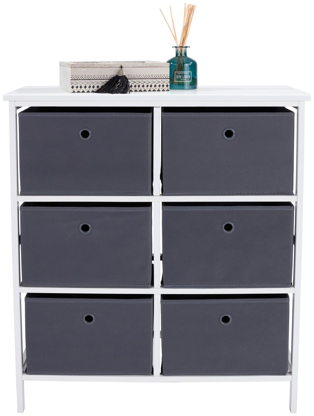 Regal inkl. Boxen Oliver B: 70 cm, Weiß/Grau - Weiß/Grau, MODERN, Holzwerkstoff/Textil (70/80/30cm)