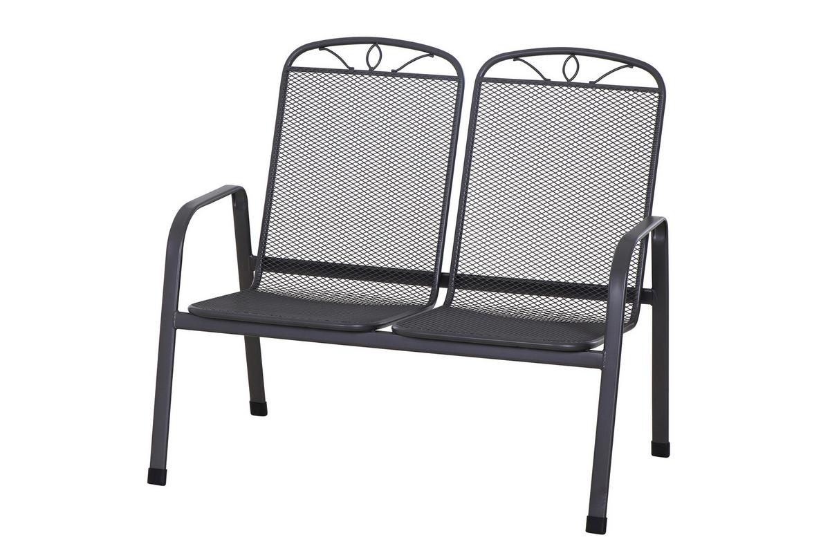 Gartenbank Stahl P23489 2-Sitzer - Anthrazit, KONVENTIONELL, Metall (108/94/65cm) - Siena Garden