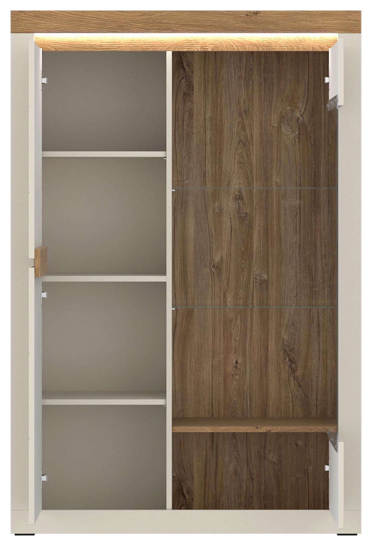 Vitrine Naxxar Eichefarben/kaschmir B: 104,2 - Kaschmir/Eichefarben, Trend, Glas/Holzwerkstoff (104,2/156,3/39,6cm)