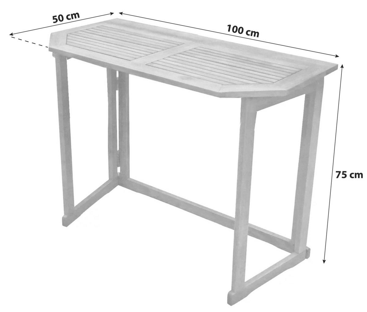 Balkontisch Klappbar Eukalyptusholz L 100 cm - Braun, Basics, Holz (100/50/75cm) - Gardenson