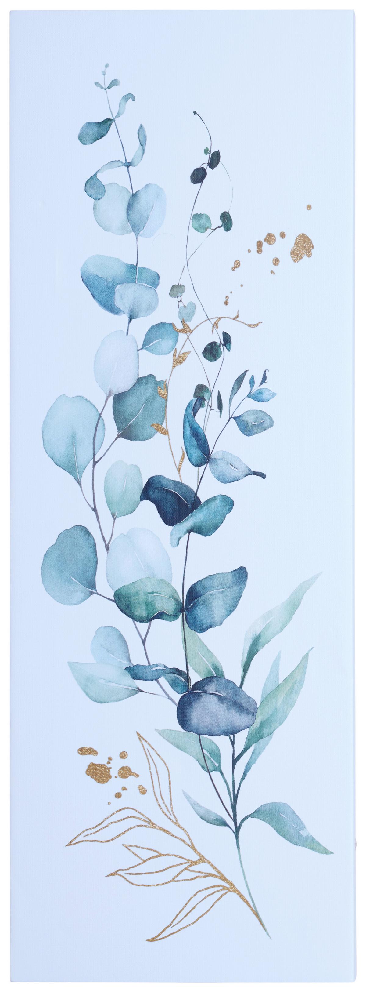 Leinwandbild Blättermotiv Grün/Weiß 77x28x2,3 cm - Weiß/Grün, MODERN (77/28/2,3cm)