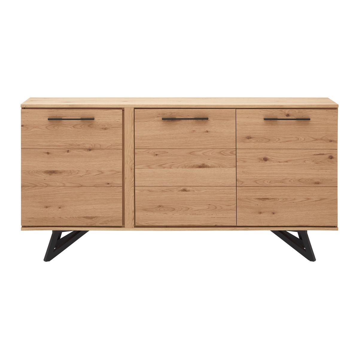 Široká komoda EMILIO dub - čierna/farba duba, Modern, kov/drevo (170/85/40cm) - Bessagi Home