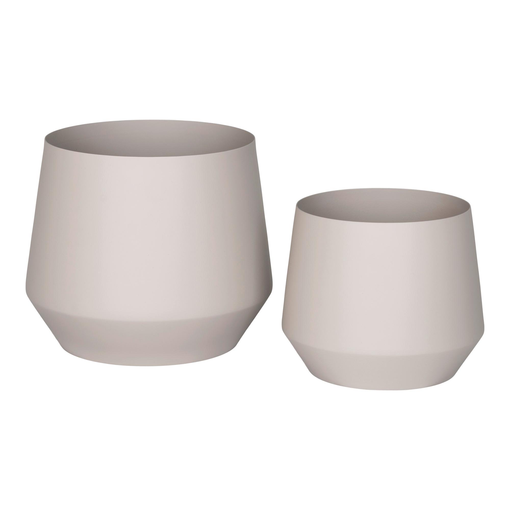 Übertopf-Set Trofa Beige 2-teilig - Beige, Design, Metall