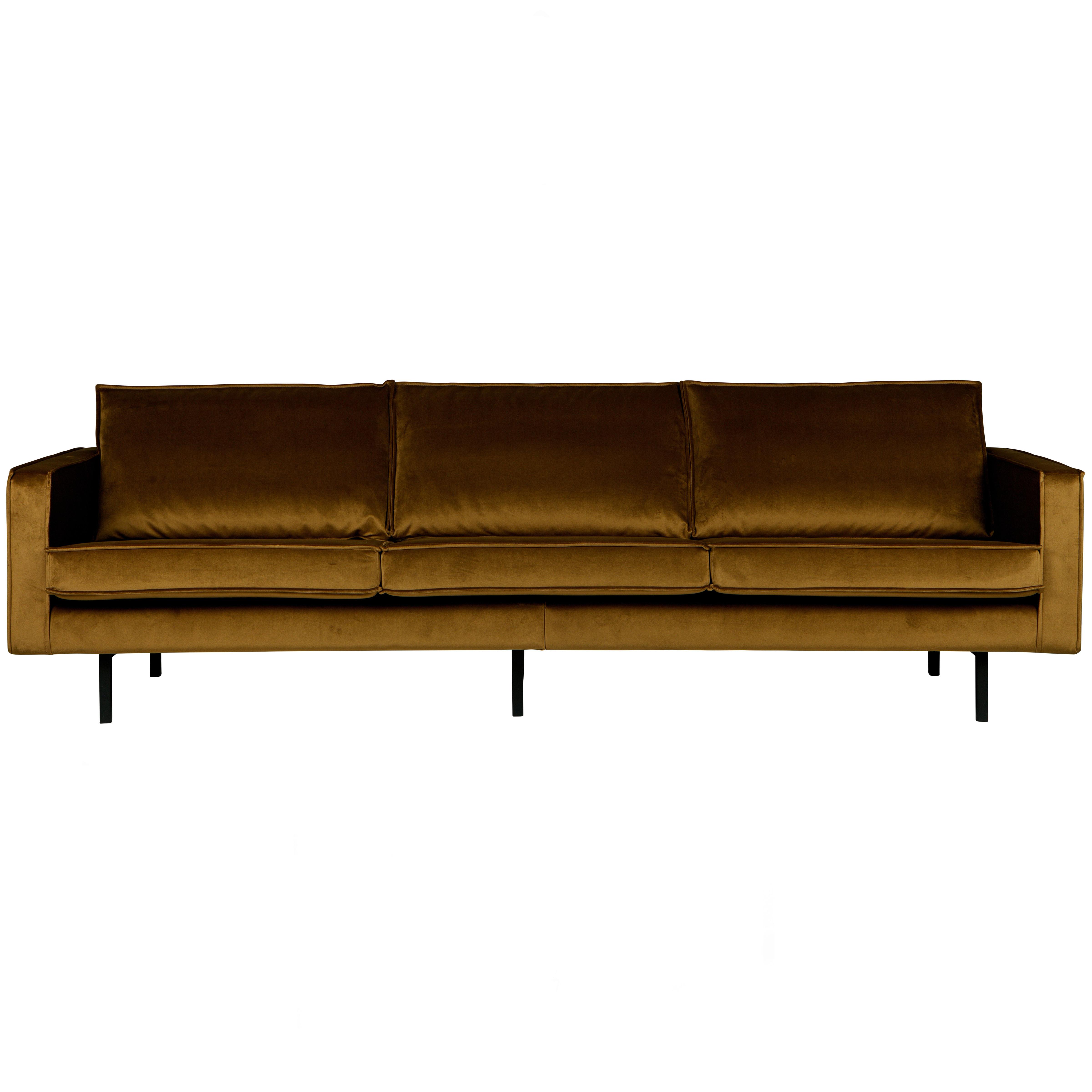3-SITZER-SOFA Rodeo Honig B: 277cm - Schwarz/Honig, Design, Textil/Metall (277/85/86cm) - Livetastic