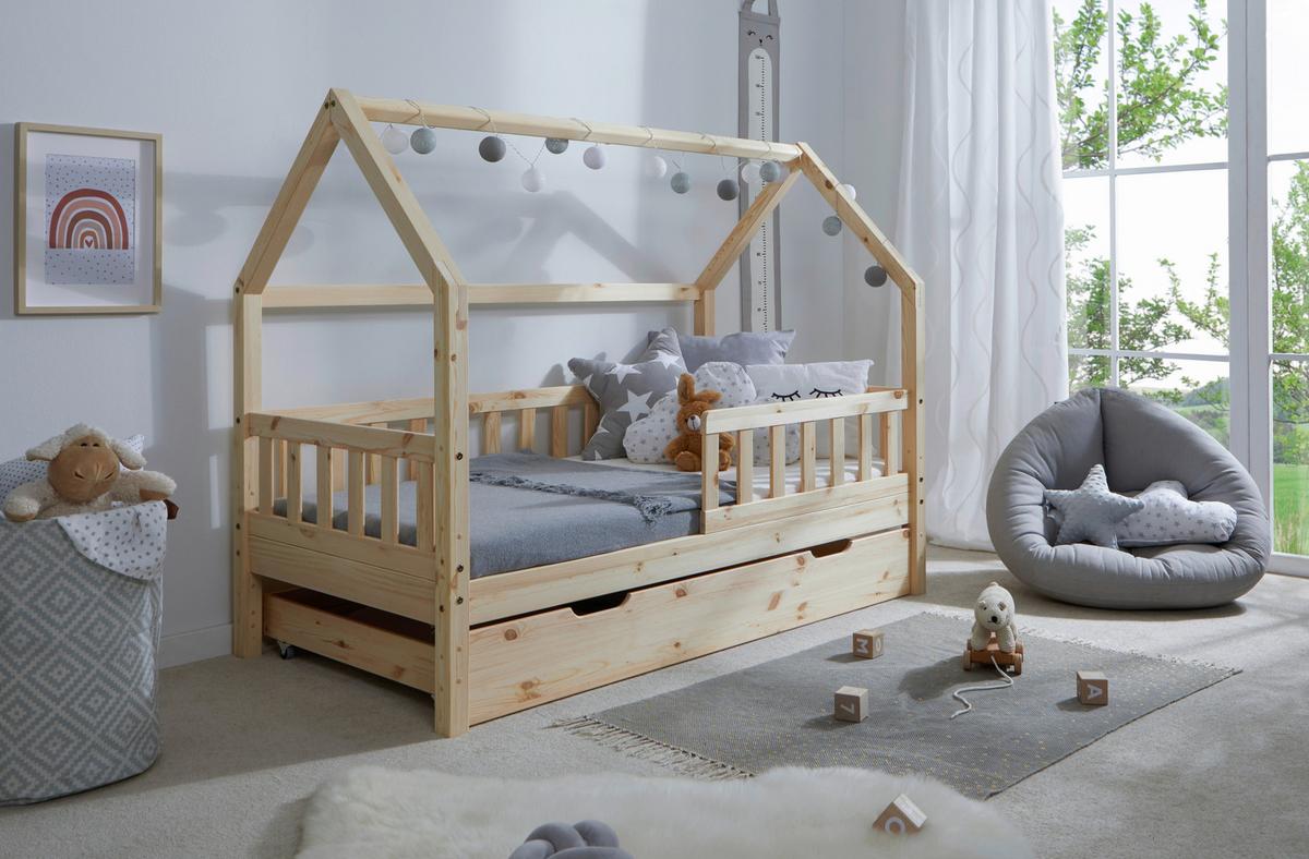 Hausbett Kay - Naturfarben, MODERN, Holz/Textil (80/160cm) - MID.YOU
