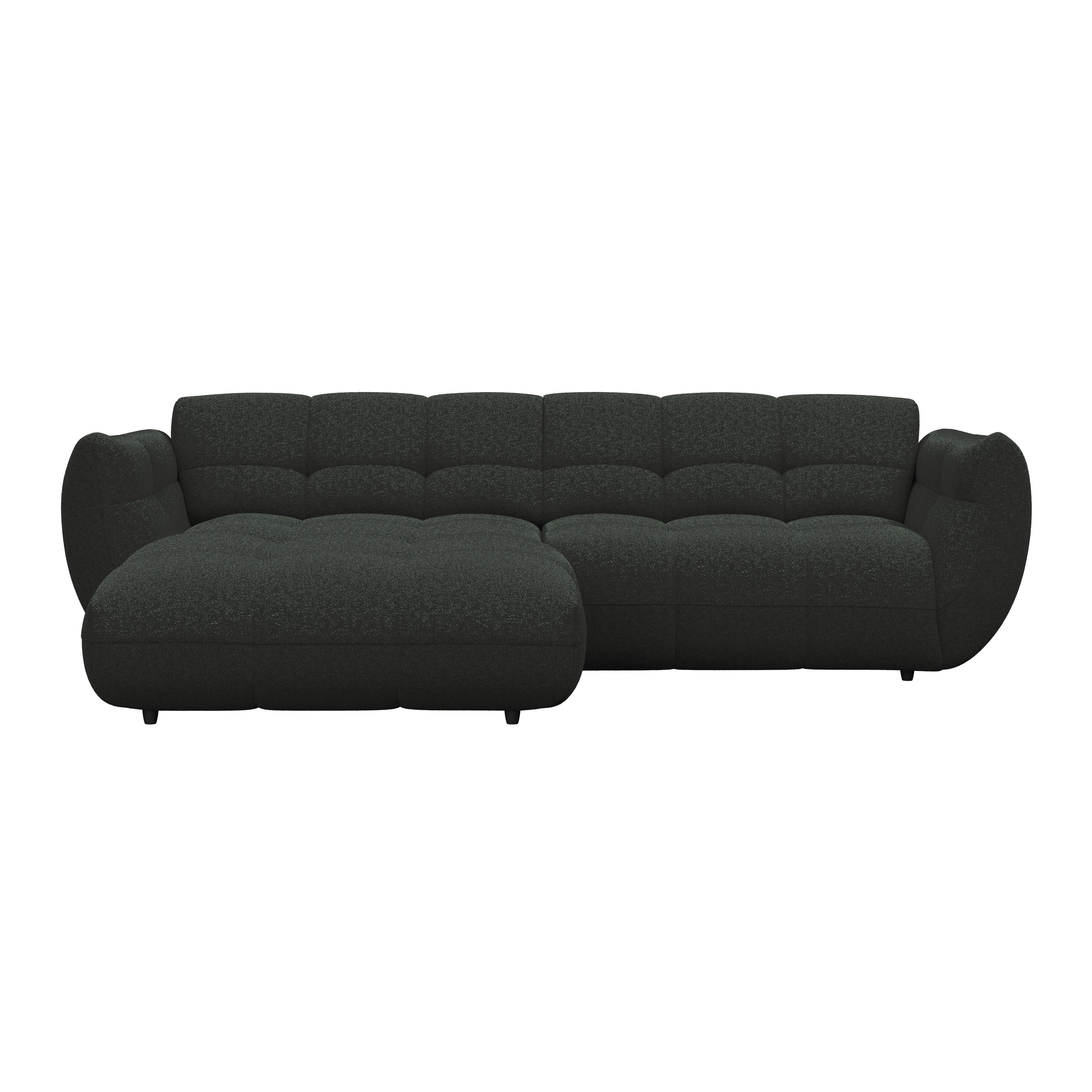 Ecksofa Panda Chenille dunkelgrün, 178x280cm - Dunkelgrün/Schwarz, Trend, Textil (178/280cm)