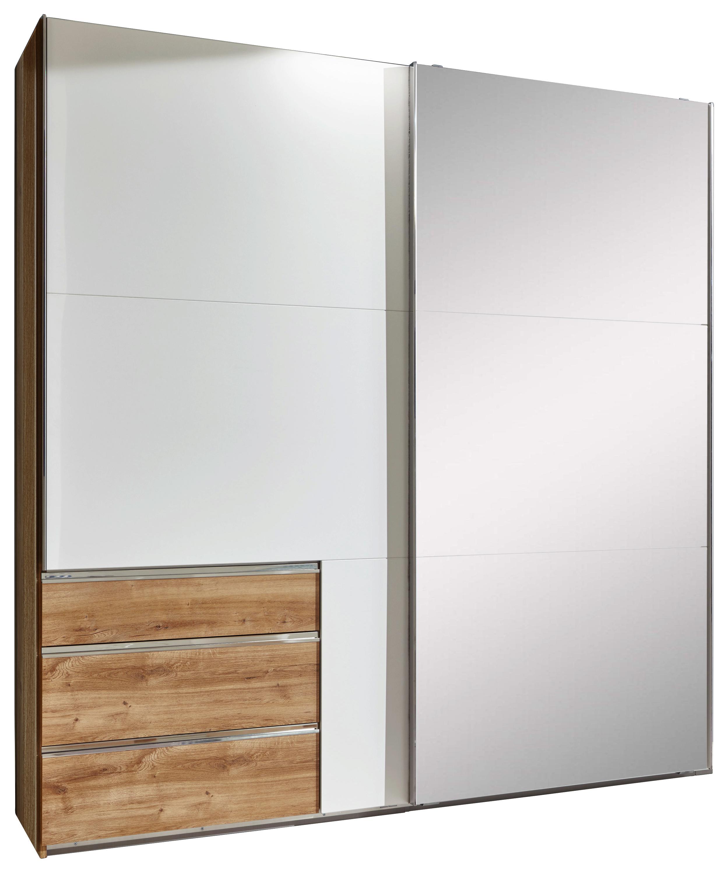 Schwebetürenschrank Level 36a B:250cm Weiß/ Eiche Dekor - Eichefarben/Weiß, MODERN, Holzwerkstoff (250/216/65cm)