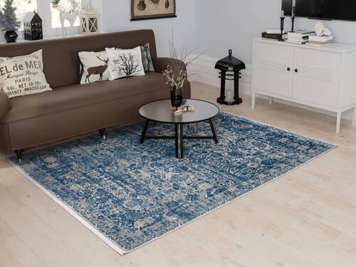 Vintage-Teppich Colore - Blau, LIFESTYLE, Textil (67/130cm) - Dieter Knoll