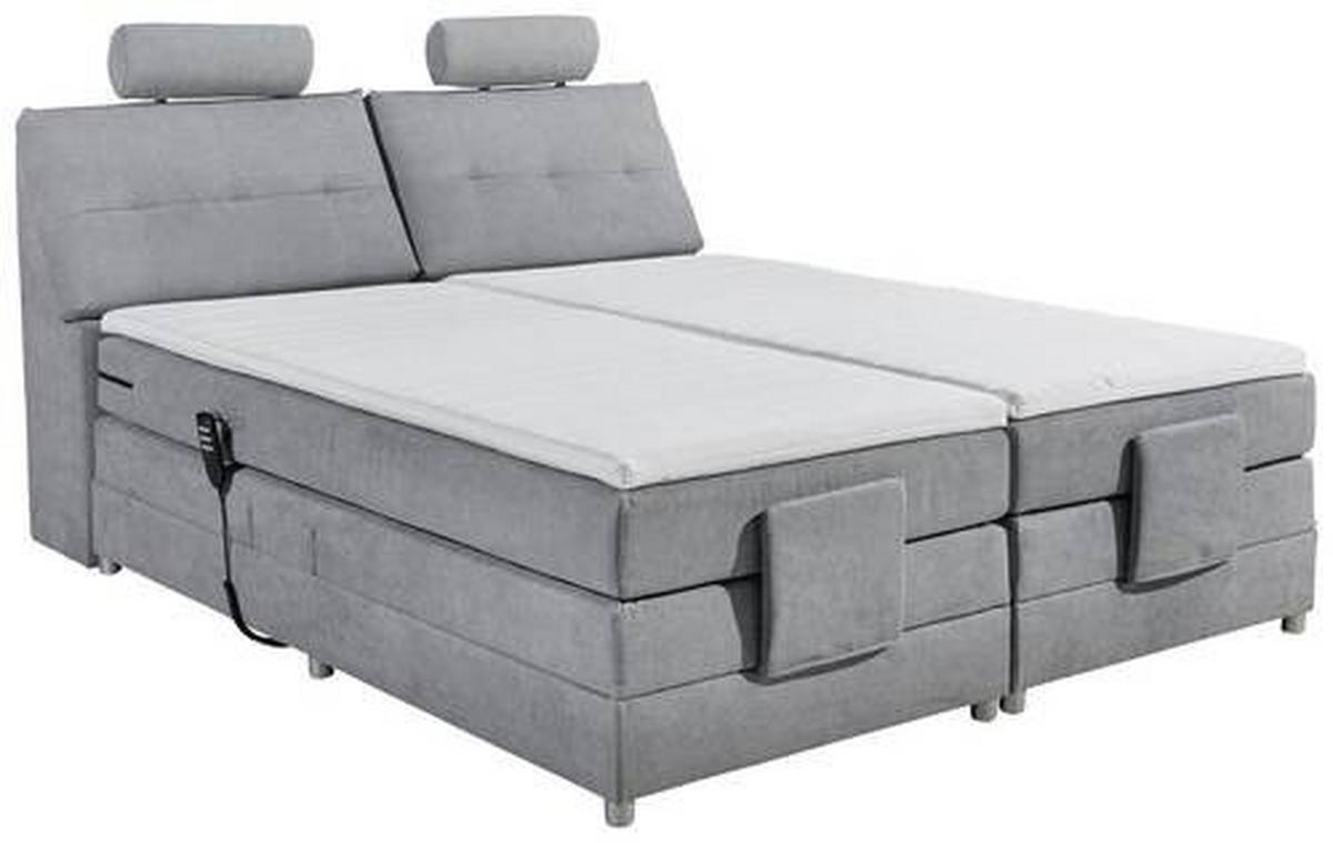 Boxspringbett Mit Topper Elektrisch 180x200 Cm Palermo - Silberfarben/Hellgrau, MODERN, Holzwerkstoff/Textil (180/200cm) - MID.YOU
