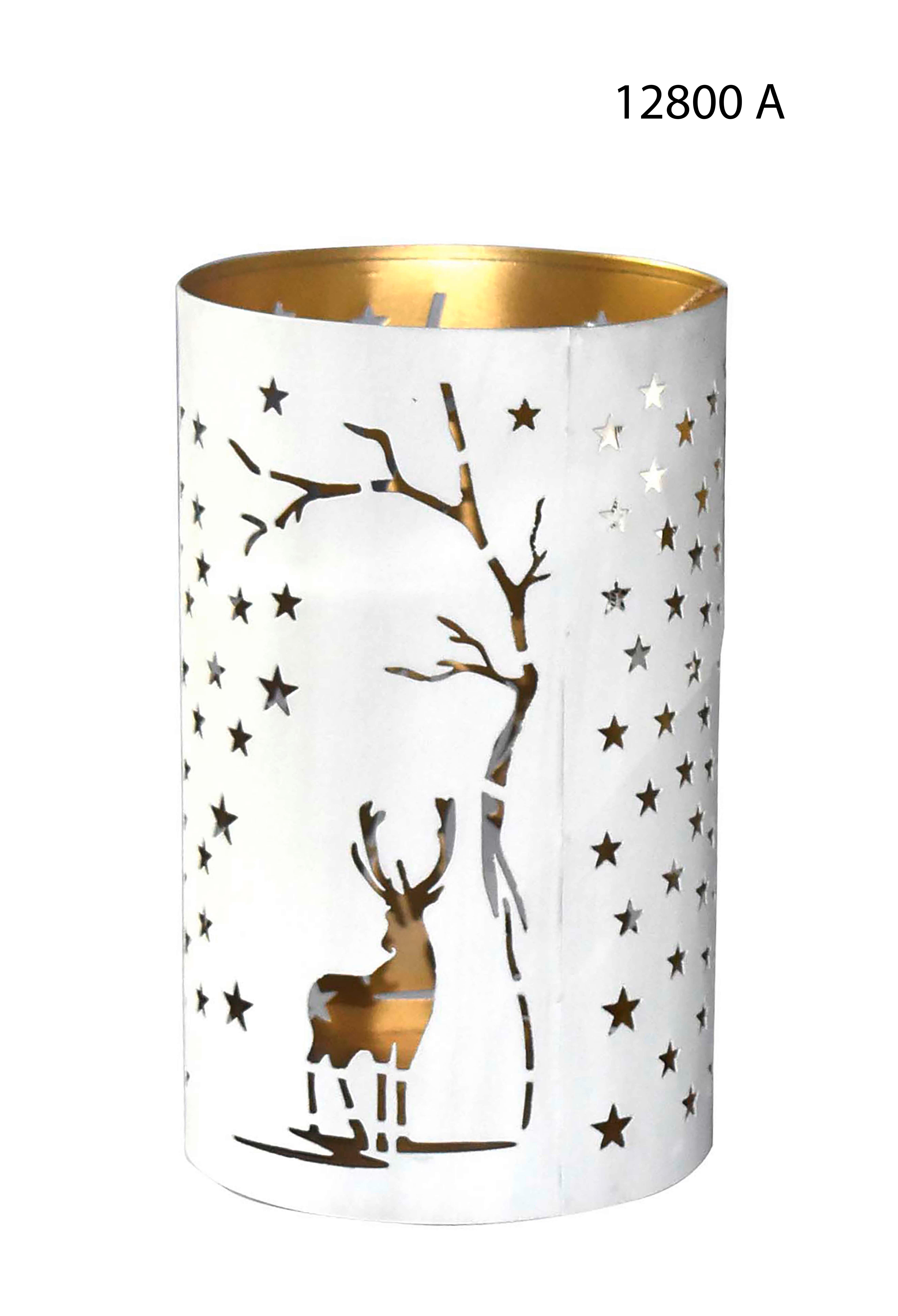 Laterne Lorik - Goldfarben/Weiß, KONVENTIONELL, Metall (12/20cm) - Luca Bessoni