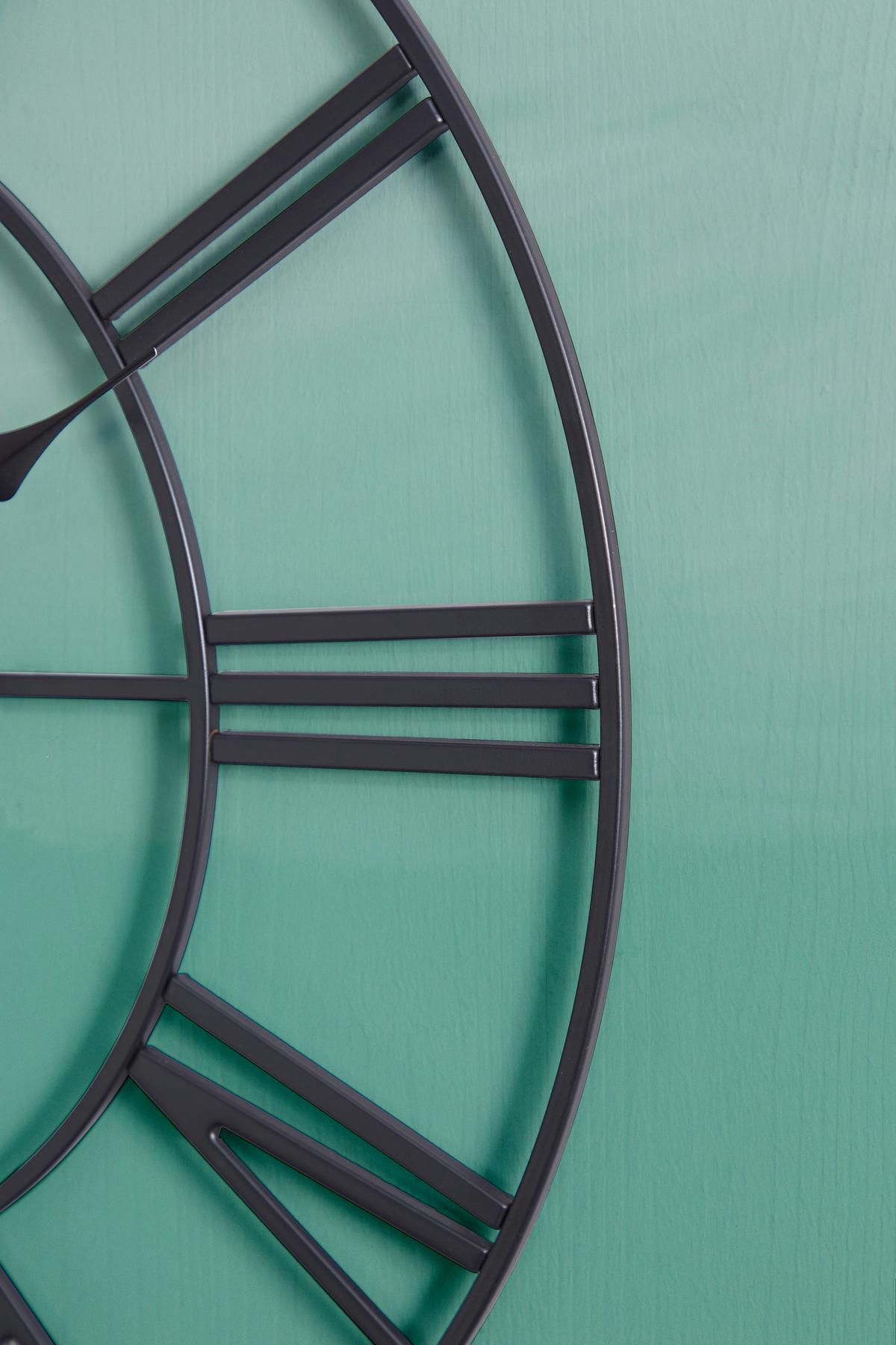 Wanduhr Aron Ø 60 cm Analog Schwarz Eisen Vintage-Look - Schwarz, Basics, Metall (60cm) - Luca Bessoni