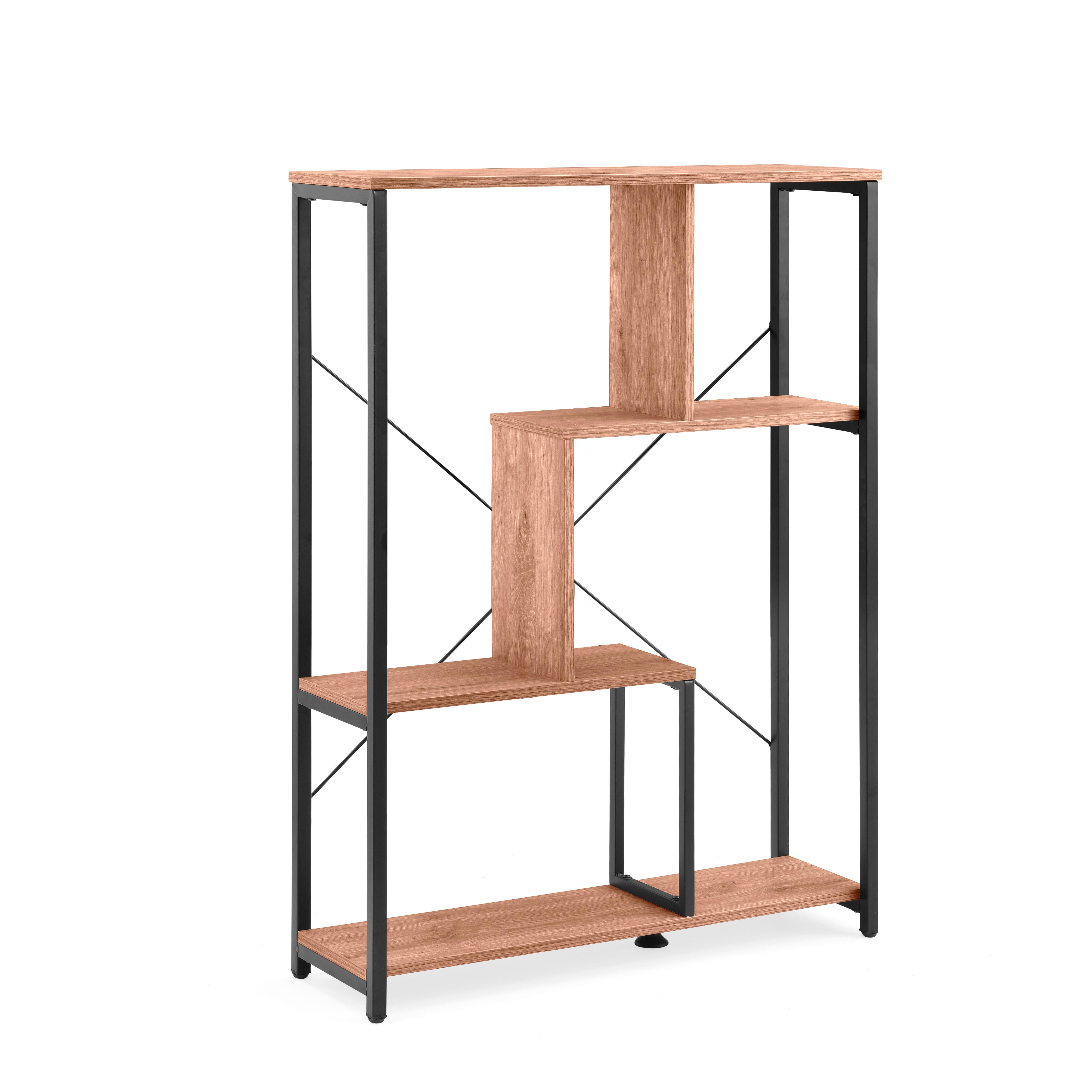Standregal Kalag Eco Schwarz/Eichefarben B: 80cm - Eichefarben/Schwarz, MODERN, Holzwerkstoff (80/110/24cm) - MID.YOU