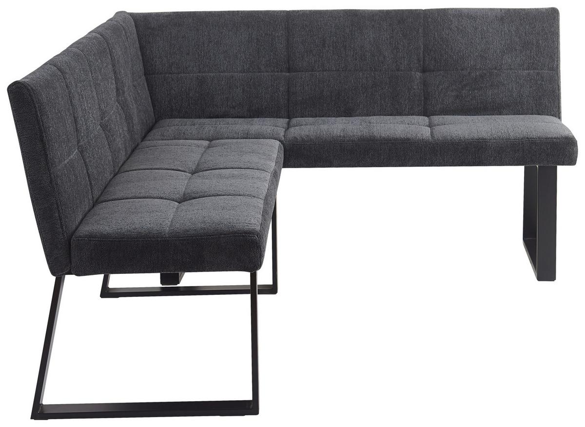 Eckbank Rico Dunkelgrau, Schenkel 152x191cm - Dunkelgrau/Schwarz, LIFESTYLE, Textil/Metall (152/191cm) - MID.YOU